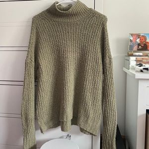 army green mock neck sweater